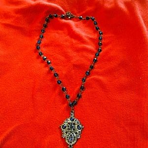 Blue stone, romantic costume necklace